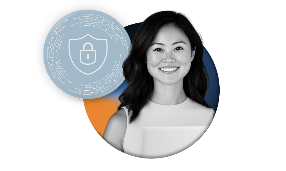 Woman smiling because she knows her data is secure
